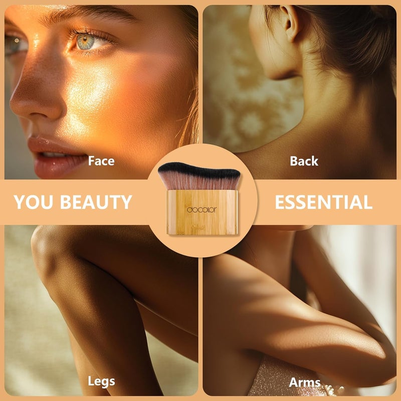 docolor Self Tanner Brush Large Body Makeup Brush, Soft Vegan Tanning Brush no stripes, for Foundation, Self-tanner, Bronzer, Self Tan Back Applicator Body + Face Self-Tan Blending Brush Gift Box - Image 4